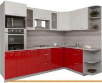 Кухня Интерлиния Мила Gloss 1.68x2.8 правая (белый-красный) картинка