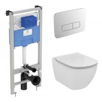 Комплект инсталляции и унитаза Ideal Standard Tesi Aquablade + кнопка Oleas M3 хром S0079R0123AA картинка