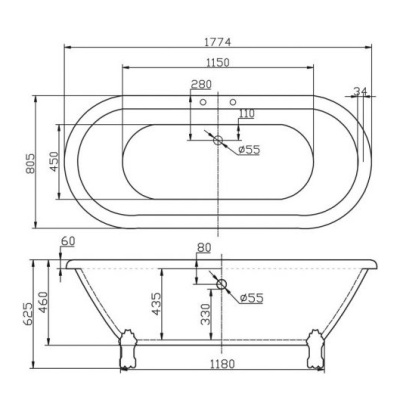 Акриловая ванна BelBagno BB21 177.4x80.5 фотография