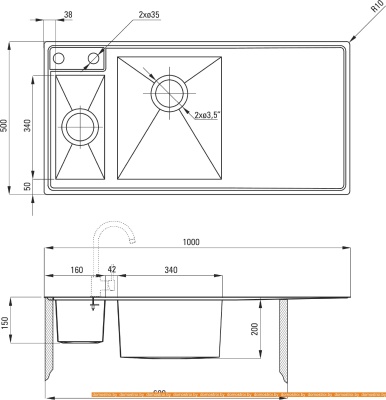 Кухонная мойка Deante Sinope ZDS 051P (сатин) фотография