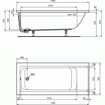 Ванна акриловая Ideal Standard Connect Air 170x75 фотография