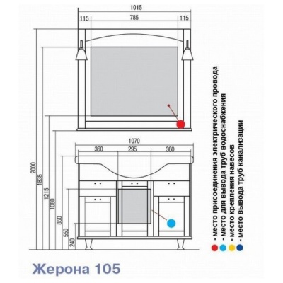 Зеркало Акватон Жерона 105 белое серебро фотография
