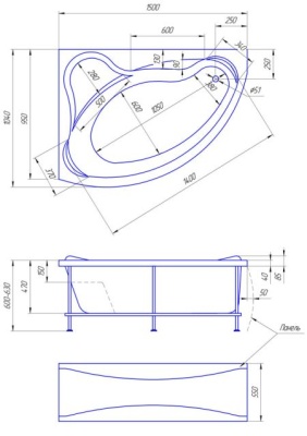 Акриловая ванна 1Marka Catania R 150x105 фотография