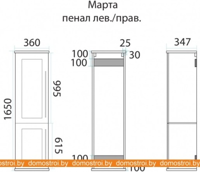 Шкаф-пенал Misty Марта 36 (правый, темный бетон) фотография