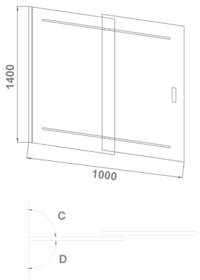 Шторка на ванну GoodDoor SCREEN SL-100-C-В 100x140 фотография