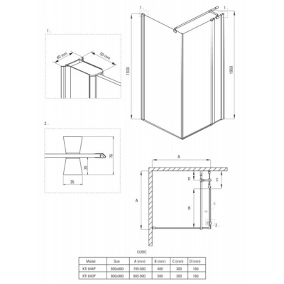 Душевой уголок Deante Cubic KTI 043P 90x90 фотография