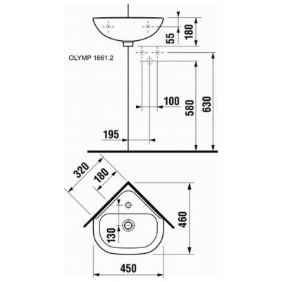 Умывальник Jika Olymp 45*46 8166120001041 угловой фотография
