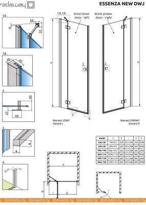 Душевая дверь Radaway Essenza New DWJ 90 R фотография