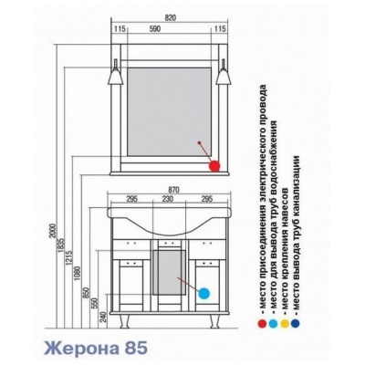 Зеркало Акватон Жерона 85 белое золото фотография