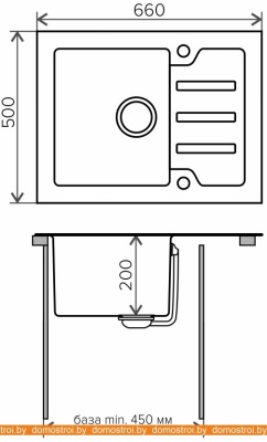 Кухонная мойка Tolero Ceramic glass TG-660 (черный) фотография