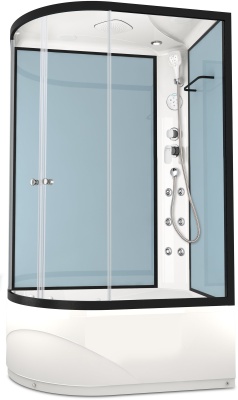Душевая кабина Domani-Spa Delight 128 high R 120x80 (прозрачное стекло / голубые стенки) с крышей с гидромассажем фотография