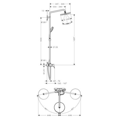 Душевая стойка Hansgrohe Croma 220 Showerpipe [27222000] фотография