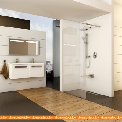 Душевой уголок Ravak Walk-In Wall 100 (серебристый/прозрачное) фотография