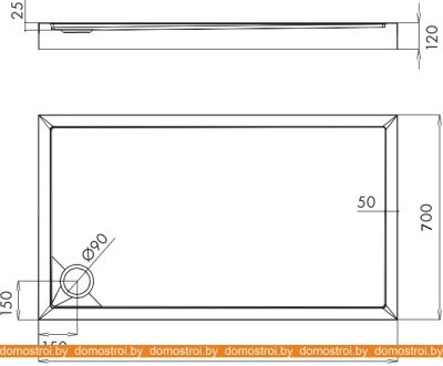 Душевой поддон Omnires Camden 70x120 (правый) фотография