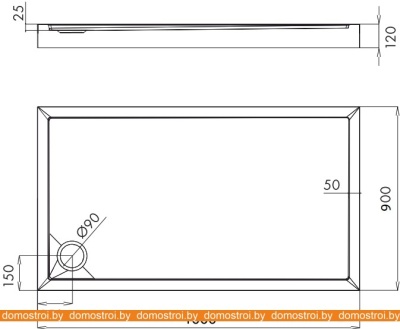 Душевой поддон Omnires Camden 90x100 (правый) фотография