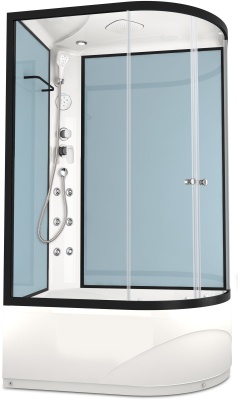 Душевая кабина Domani-Spa Delight 128 high L 120x80 (прозрачное стекло / голубые стенки) с крышей с гидромассажем фотография