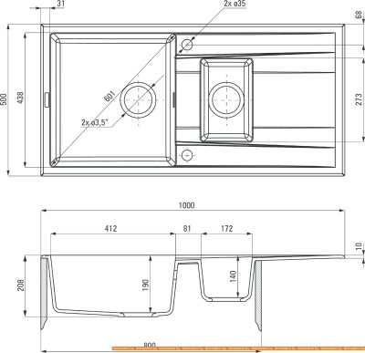 Кухонная мойка Deante Eridan ZQE G513 (графитовый металик) фотография