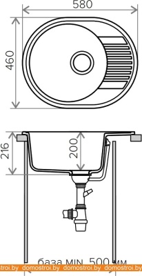 Кухонная мойка Polygran F-22 (черный) фотография
