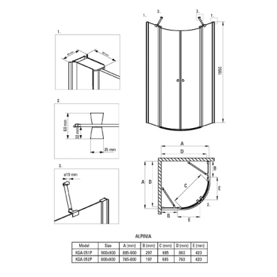 Кабина полукруглая Deante Alpinia  KGA 051P  90х90х195см фотография