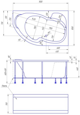 Акриловая ванна 1Marka Aura L 150x105 фотография
