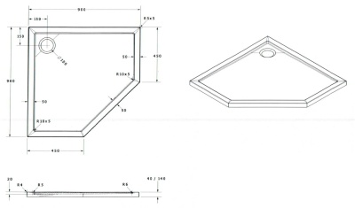 Акриловый поддон iRegio LDBR 2691/Н14 90x90x14 пятиугольник фотография