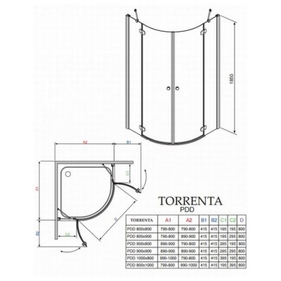 Душевой уголок Radaway Torrenta PDD [31600-01-01N] 90x90 прозрачный фотография