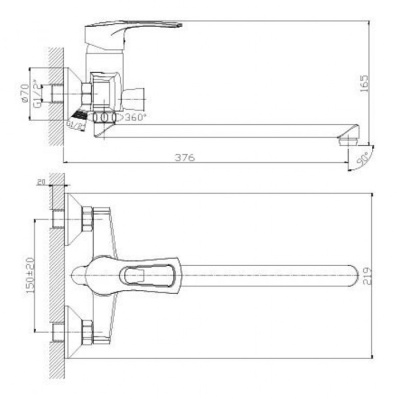 Смеситель для ванны Rossinka Silvermix T40-32 фотография