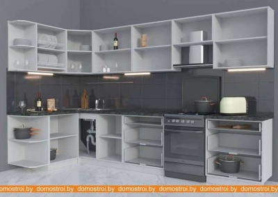 Кухня Интерлиния Мила Матте 1.5x3.4 Б правая (слоновая кость-океан-опал светлый) фотография