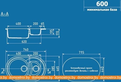 Кухонная мойка Ulgran U-504 (342 графитовый) фотография