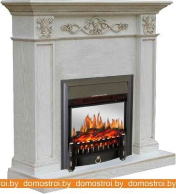 Комплект камина Smolcom Verona STD-ASP с RealFlame Fobos-S Lux BL LT (белый/золотистый) фотография