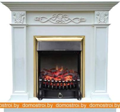 Комплект камина Smolcom Verona STD-ASP с RealFlame Fobos-S Lux BR (бьянко белый дуб) фотография