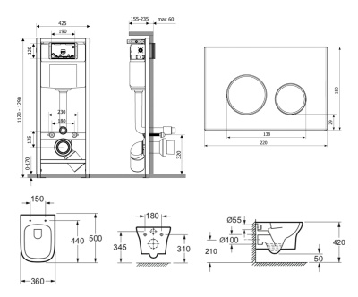 Комплект для подвесного унитаза 5 в 1 Smart N-Flash 3930023R фотография