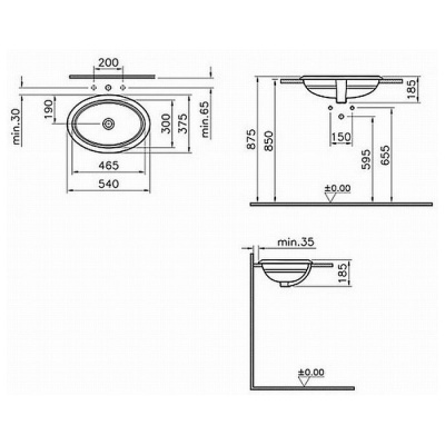 Умывальник Vitra Efes 54 см 5801B003-0012 накладной фотография