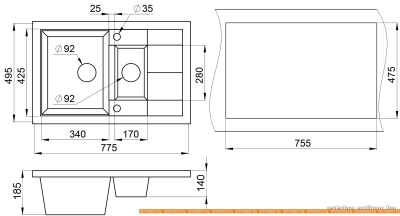 Кухонная мойка Granula 7802 (базальт) фотография