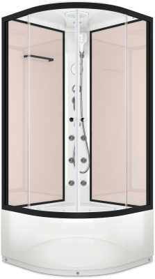 Душевая кабина Domani-Spa Delight 99 High 90x90 (прозрачное стекло / розовые стенки) с крышей с гидромассажем фотография