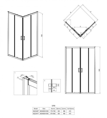 Кабина квадратная, Deante Cito KQC 042P 80х80х190 фотография