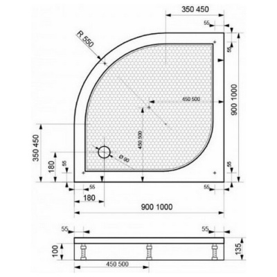 Мраморный душевой поддон Relisan Round 90x90x13.5 фотография