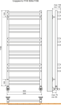 Полотенцесушитель TERMINUS Соренто П18 (500x1156) фотография