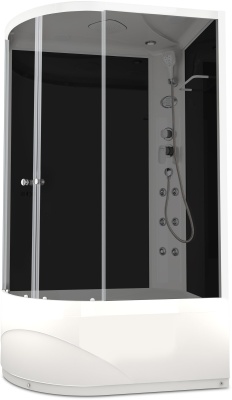 Душевая кабина Domani-Spa Delight 128 high R 120x80 (тонированное стекло / черные стенки) с крышей с гидромассажем фотография