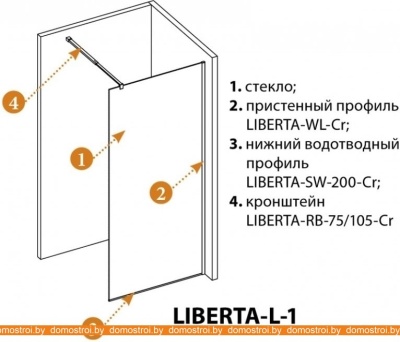 Душевая стенка Cezares Liberta-L-1-100-Br-Nero фотография