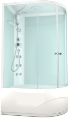 Душевая кабина Domani-Spa Delight 128 high L 120x80 (сатин матированное стекло / белые стенки) с крышей с гидромассажем фотография