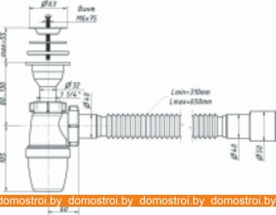 Сифон с переливом Орио A-32089 фотография