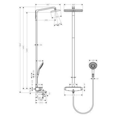 Душевая стойка Hansgrohe Raindance Select 360 Showerpipe для ванны [27113000] фотография