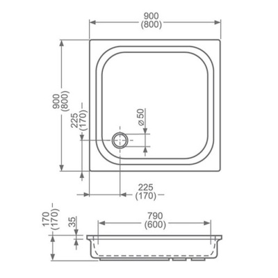Акриловый поддон Roltechnik COLA 90x90x17 фотография
