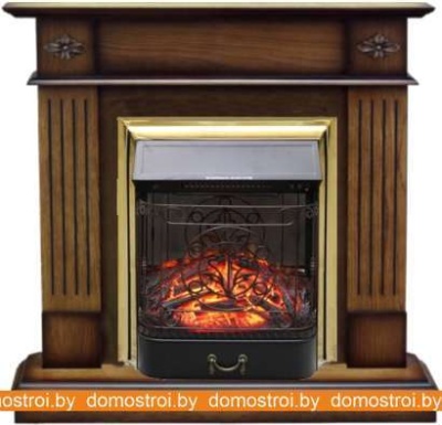 Комплект камина Smolcom Brighton STD-ASP с Royal Flame Majestic FX M Brass (дуб антик) фотография