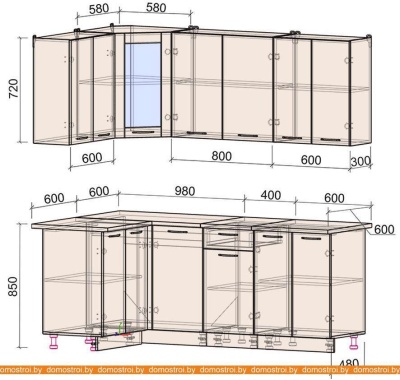 Кухня Интерлиния Мила 12x20 (красный-антрацит-кастилло темный) фотография