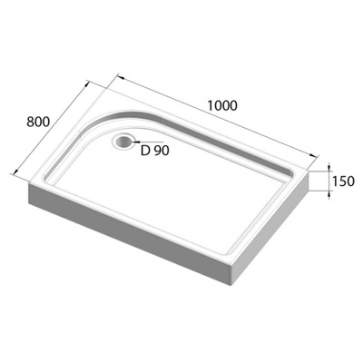 Акриловый поддон BelBagno TRAY-BB-AH 100x80 левый фотография