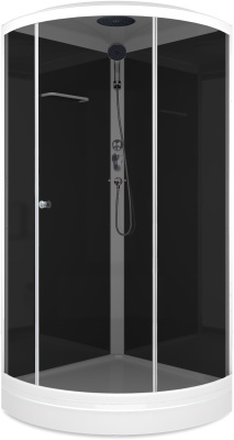 Душевая кабина Domani-Spa Simple 99 90x90 (тонированное стекло / черные стенки) с крышей фотография