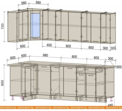 Кухня Интерлиния Мила 12x27 (красный-антрацит-кастилло темный) фотография