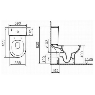 Напольный унитаз Vitra S50 Rim-ex Open-back 9797B003-7203 c бачком и сиденьем фотография